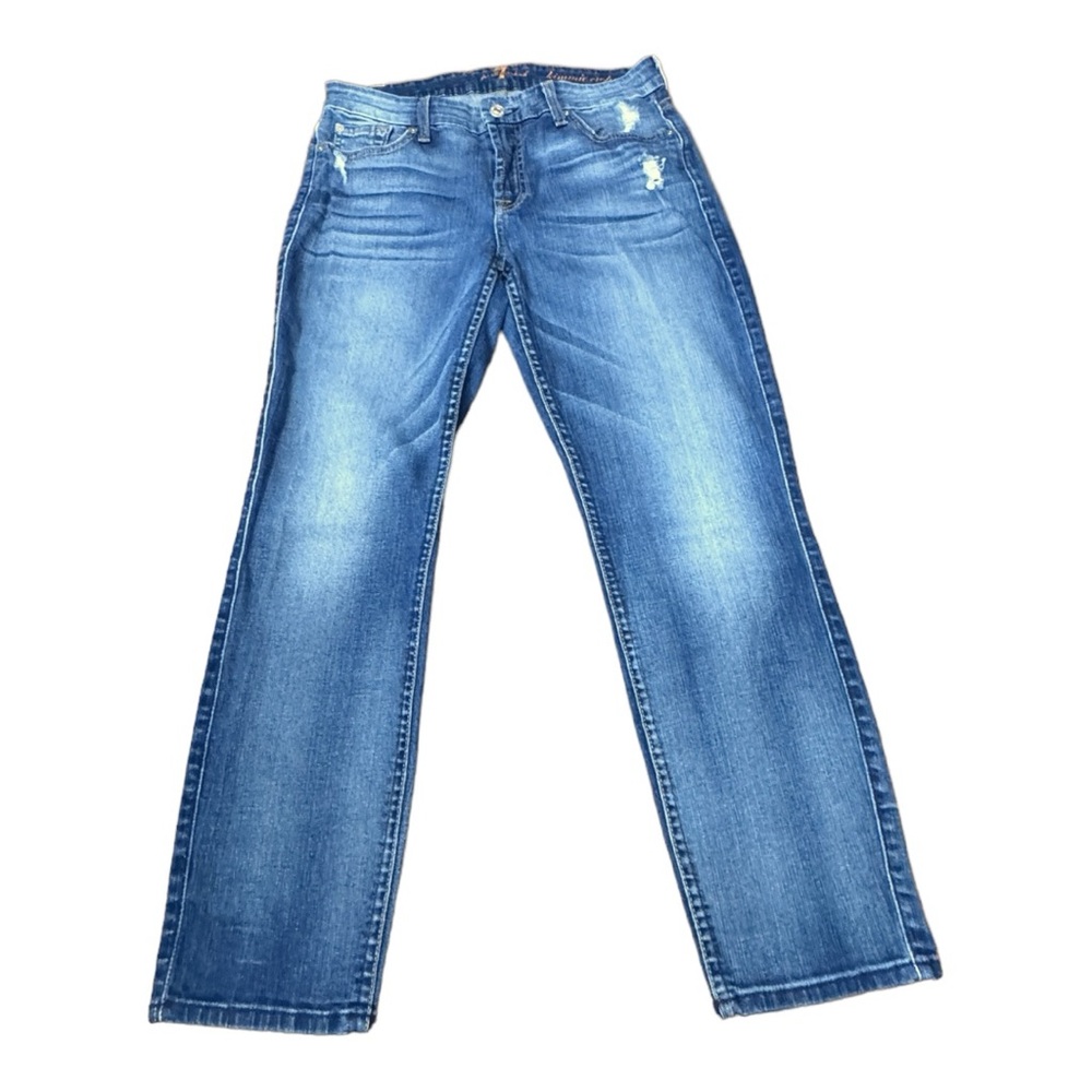 7 For All Mankind Kimmie Crop Blue Denim Stretch Casual Zip Women’s Size 30